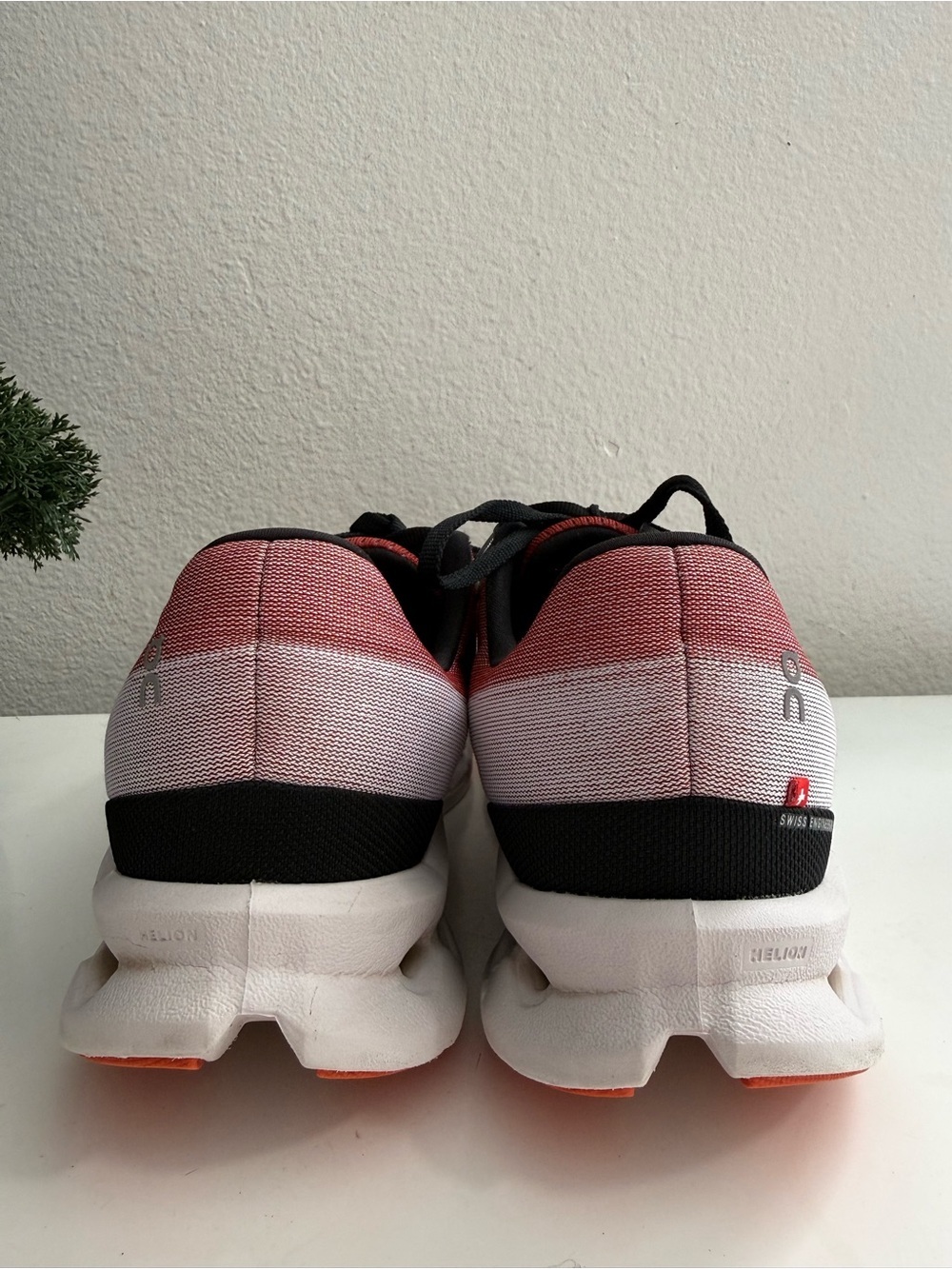 On Running Cloudsurfer Men size 11 Running Shoes — Coral red / white /Black - Picture 7 of 10